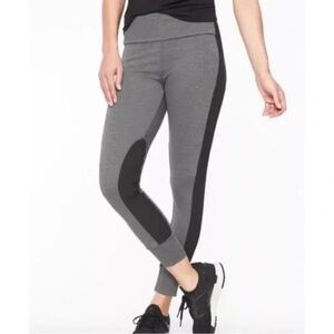 Athleta Essex Hybrid Tights Leggings Hiking Yoga Active Gray & Black Size Medium